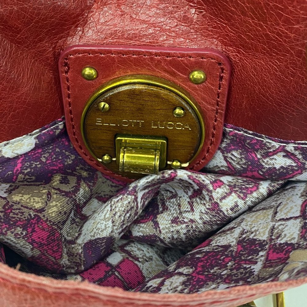 Elliott Lucca Red Leather Satchel Crossbody Bag - Picture 6 of 13